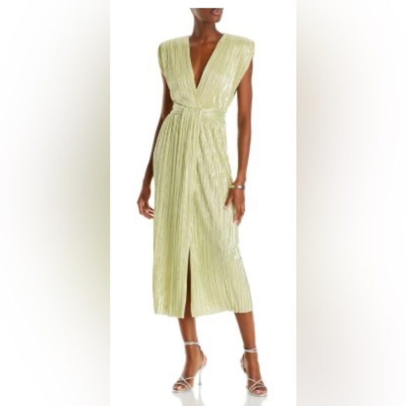 Sabina Musayev Margo Pleated V Neck Midi Dress - Picture 1 of 6